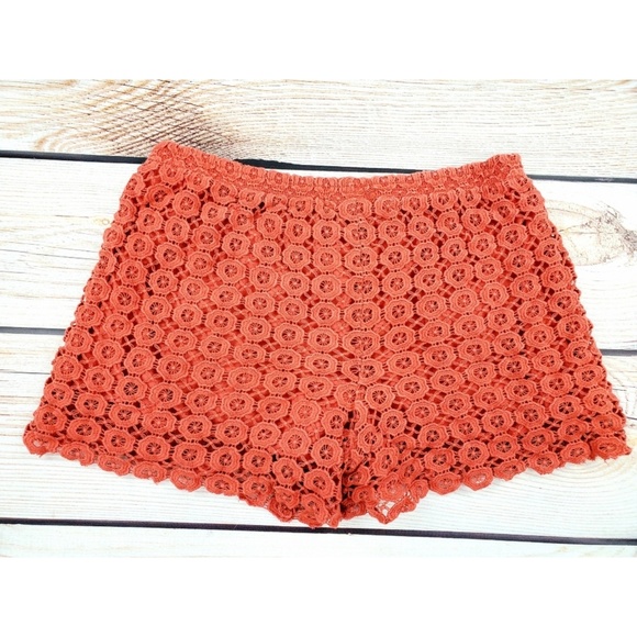 Chelsea & Violet coral red lace shorts lined S - Picture 6 of 7
